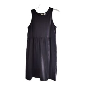 L.L. Bean Women’s Black Pleated Sleeveless Midi Tank Dress Size XL Pockets
