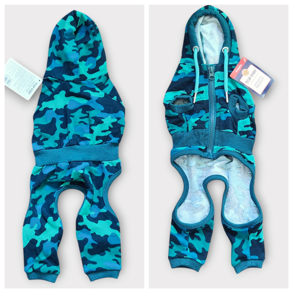 Top Paw Dog Blue Camo Track Suit Size XS Small Dog