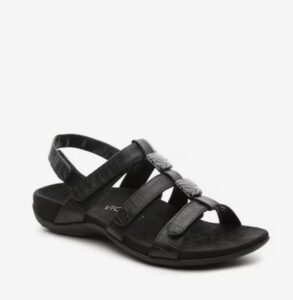Vionic Amber Sandals Womens Size 11 Black Crocodile Comfort Shoes Adjustable